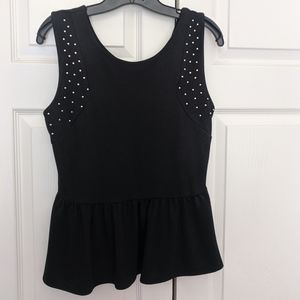 Black Peplum Top with Shoulder Detail